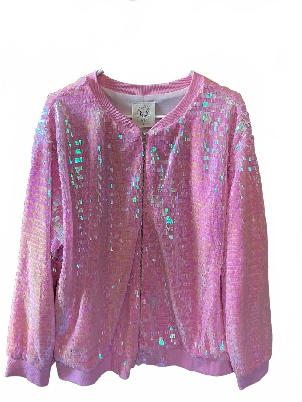 Fantastic Fawn Pink Sequin Embellished Cardigan Size L